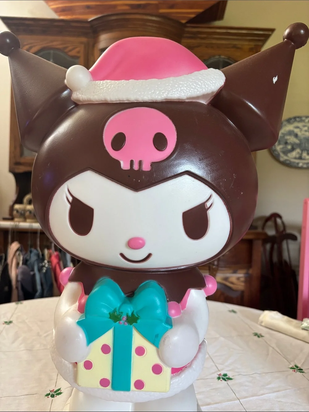 Kuromi-Inspired Brown and Pink Holiday Figurine Lamp